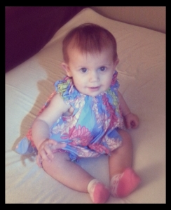 Lilly in her outfit from Hawaii.